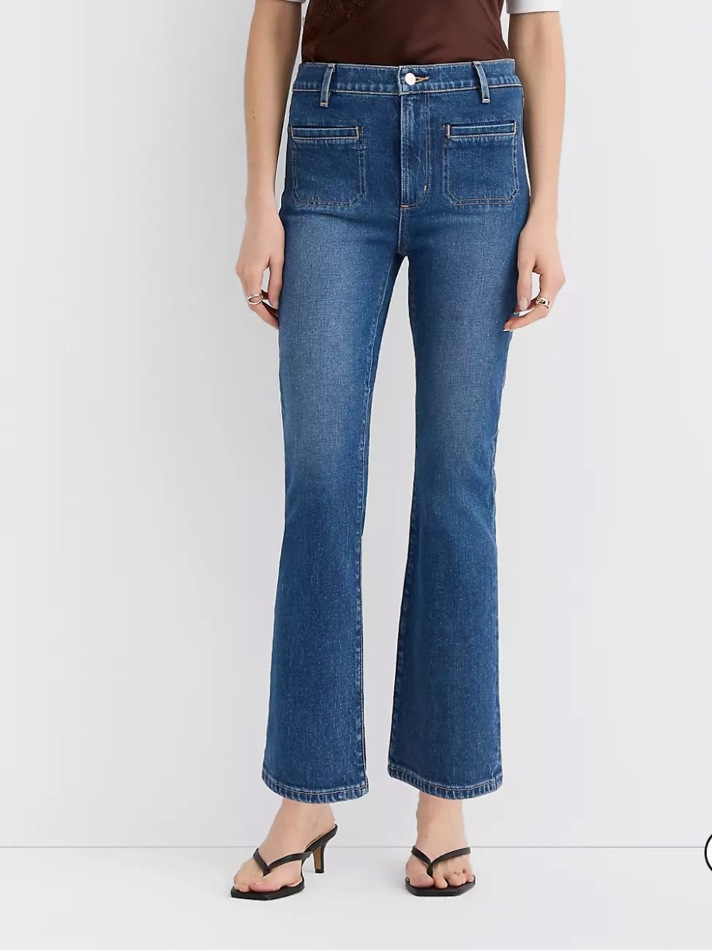 LOFT Rivete Patch Pocket High-Rise Kick Crop Jeans